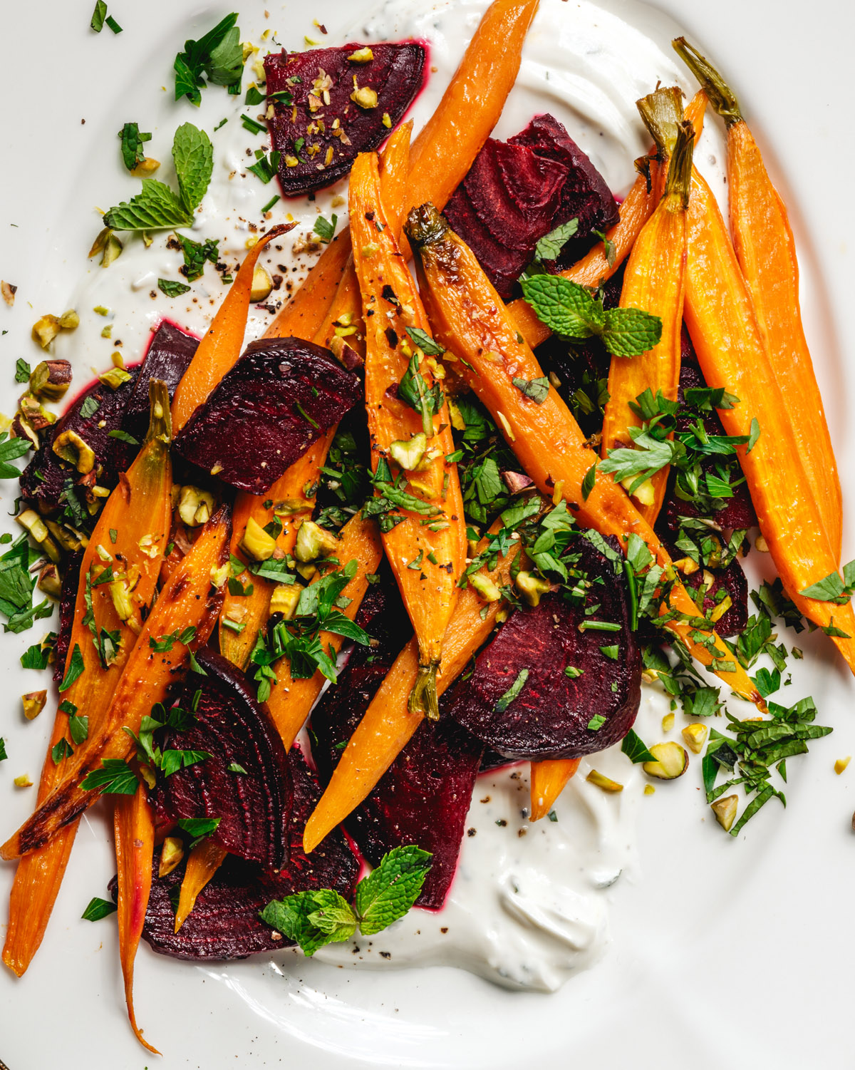 Roasted Beets and Carrots on platter
