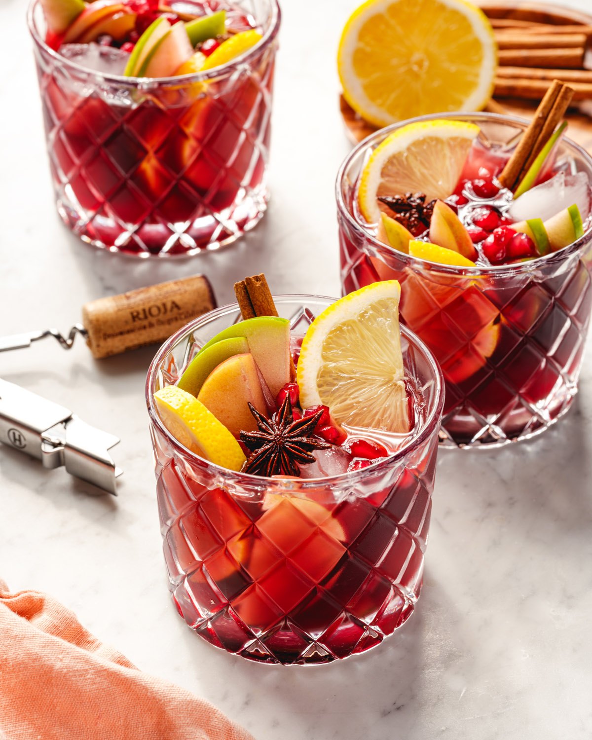 Thanksgiving sangria in glass