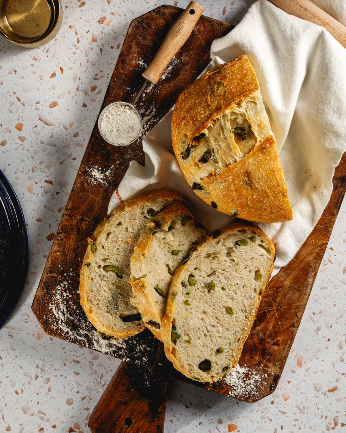 Olive Bread with slices