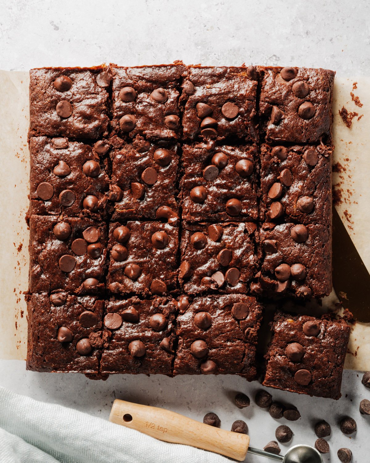 Banana Bread Brownies on parchment paper