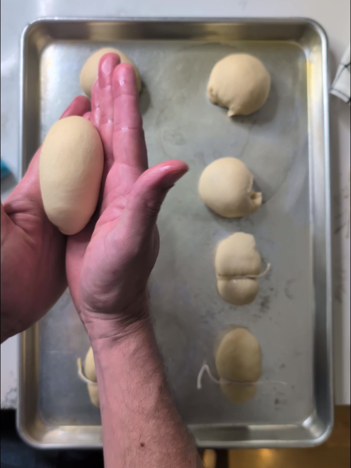Bunny bread step 1: Form the dough into cylinders